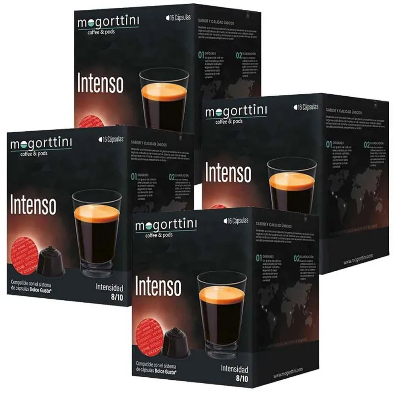 Intenso Mogorttini 4 cajas de 16 cápsulas  compatible Dolce Gusto