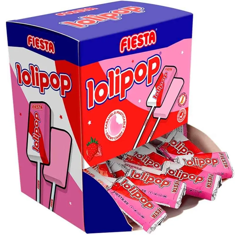 Lolipop Fresa Fiesta estuche con 20 unidades