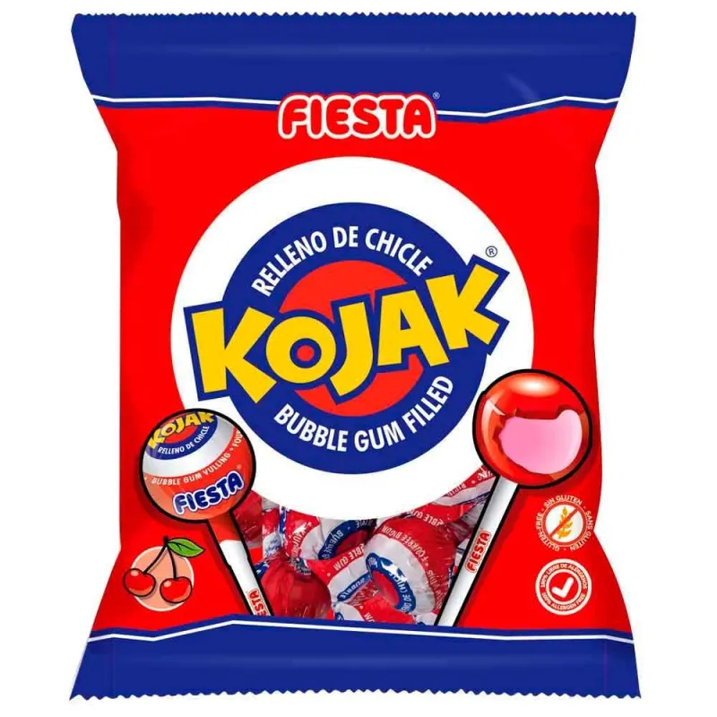KOJAK CEREZA Caramelo con palo relleno de chicle , bolsa 7 caramelos KOJAK CEREZA Caramelo con palo relleno de chicle , bolsa 7 caramelos