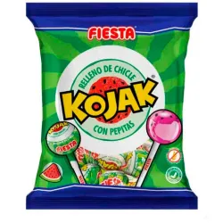 Kojak Sandia con pepitas 7 Caramelos con palo relleno de chicle Sabor sandía
