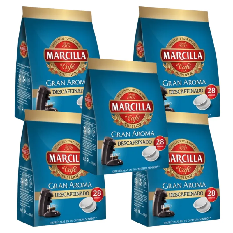 Pack de 5 Senseo café Descafeinado Marcilla 28 monodosis Pack de 5 Senseo café Descafeinado Marcilla 28 monodosis