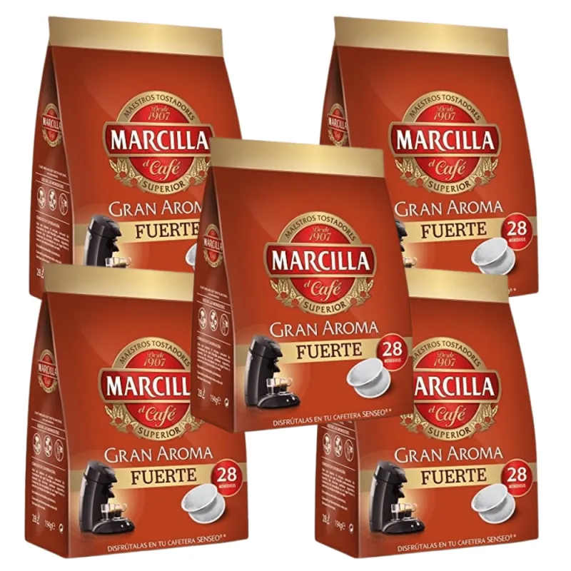 Pack de 5 Senseo Marcilla café Fuerte Gran Aroma 28 monodosis Pack de 5 Senseo Marcilla café Fuerte Gran Aroma 28 monodosis
