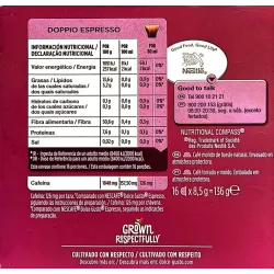 Valor energetico Doppio Espresso  Dolce Gusto 16 unidades Vietnam y Sudamerica