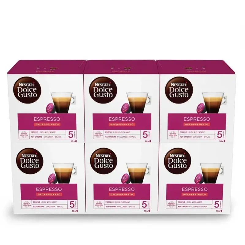 Descafeinado Espresso 6 cajas de 16 capsulas Dolce Gusto Descafeinado Espresso 6 cajas de 16 capsulas Dolce Gusto