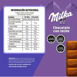 Valor energetico Milka Naps Leche, 1702 gr. chocolatinas para Café.