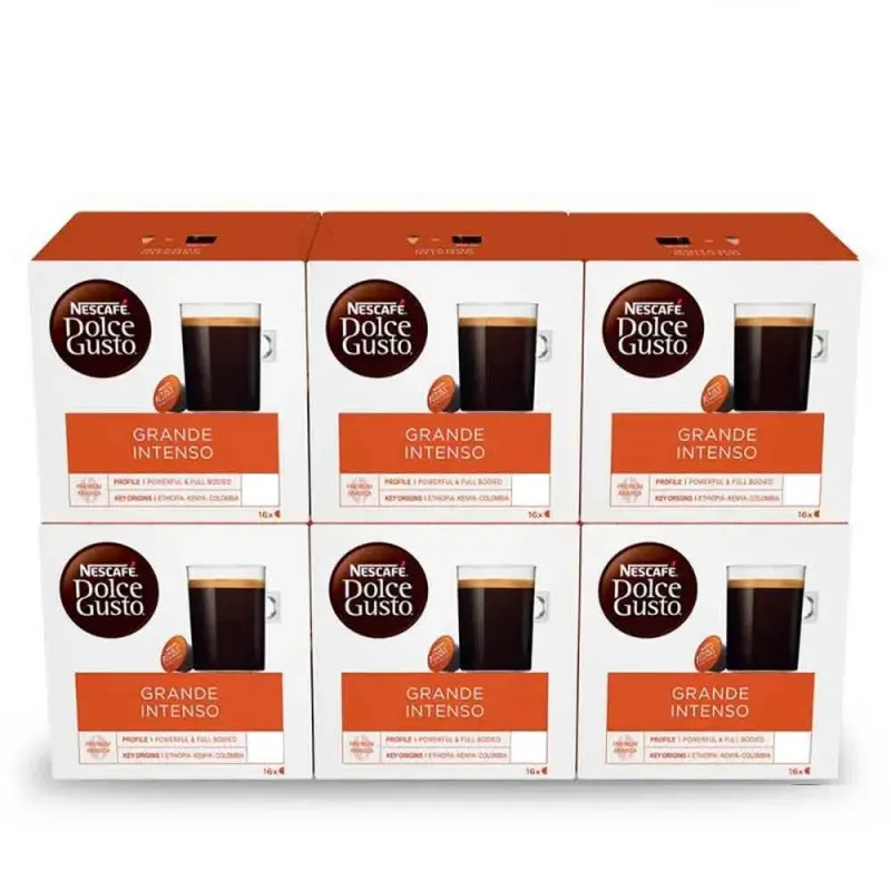 Café Grande Intenso 6 cajas de 16 cápsulas Dolce Gusto Café Grande Intenso 6 cajas de 16 cápsulas Dolce Gusto