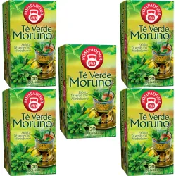 5 cajas de  Té verde Moruno con Hierbabuena Pompadour 20 infusiones 8412900401023