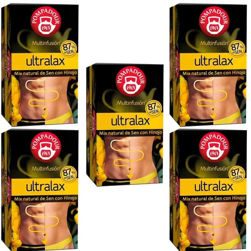 5 cajas de Ultralax Multinfusión 87% Sen 20 bolsitas Pompadour 8412900709365 5 cajas de Ultralax Multinfusión 87% Sen 20 bolsitas Pompadour 8412900709365