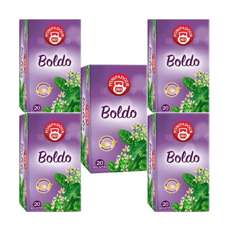 5 cajas de Boldo Pompadour 20 infusiones 8412900401115 5 cajas de Boldo Pompadour 20 infusiones 8412900401115