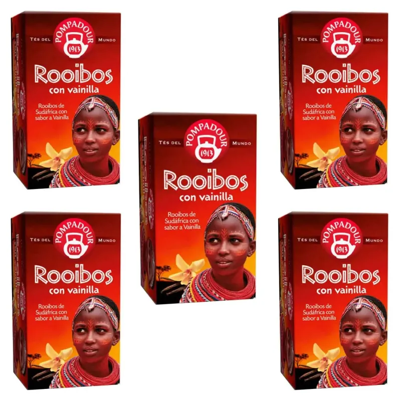 5 cajas de Rooibos con Vainilla Pompadour. 20 infusiones 8412900401009 5 cajas de Rooibos con Vainilla Pompadour. 20 infusiones 8412900401009