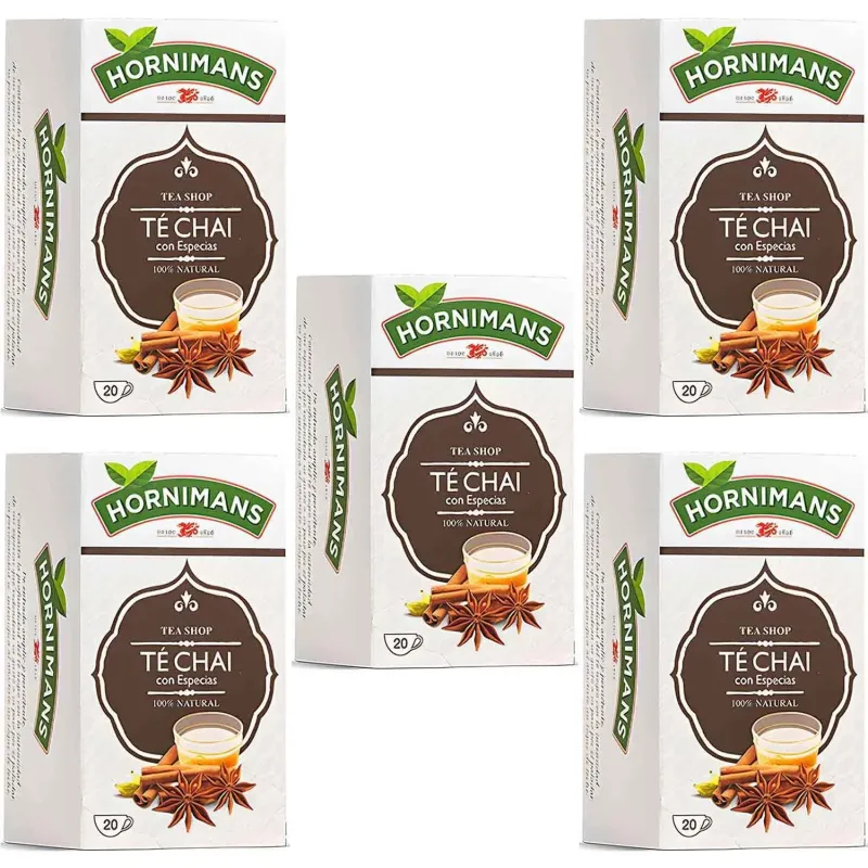 5 cajas de Té Chai con Especias, Hornimans 20 infusiones 8410091108905 5 cajas de Té Chai con Especias, Hornimans 20 infusiones 8410091108905