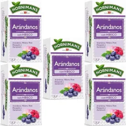 5 cajas de Infusión de Arándanos con Hibisco, Rosa Mosqueta y Zarzamora, 20 bolsitas Hornimans 8711000461471