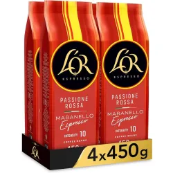 4 paquetes Passione Rossa Maranello Espresso de 450 g. Café en grano L'or