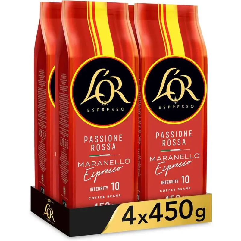 4 paquetes Passione Rossa Maranello Espresso de 450 g. Café en grano L'or 4 paquetes Passione Rossa Maranello Espresso de 450 g. Café en grano L'or