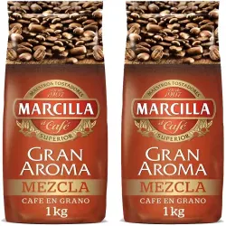 2 kilos Marcilla Gran Aroma Mezcla 80 Natural y 20 torrefacto café en grano