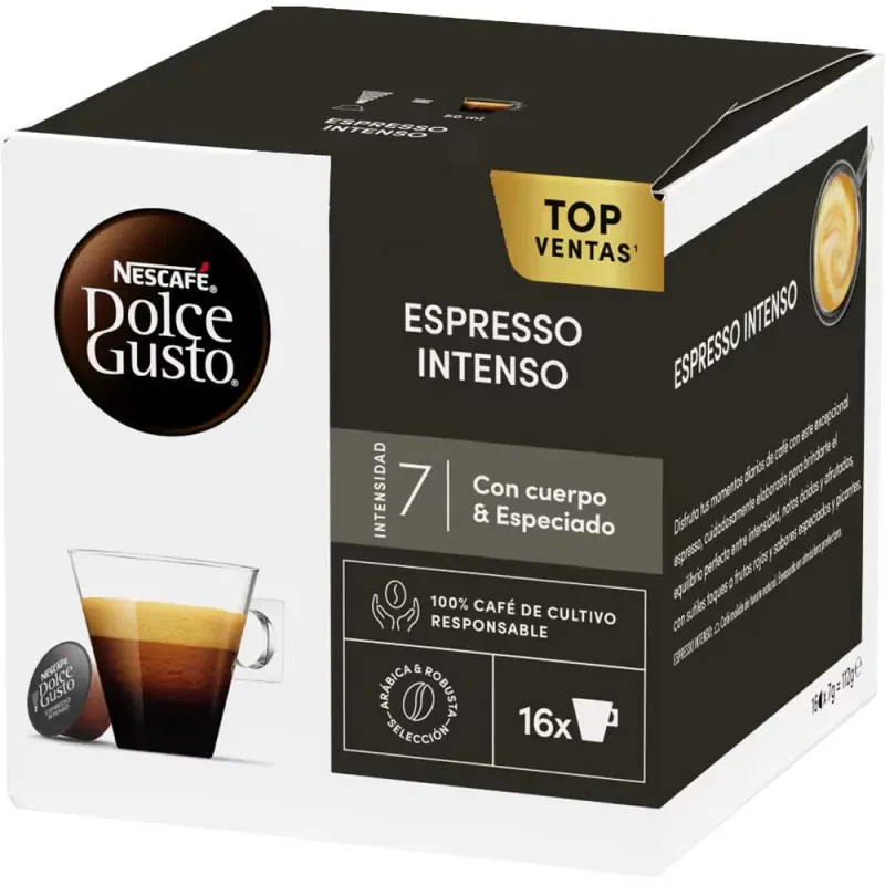 Café espresso Intenso 16 unidades Dolce Gusto. Cápsulas Originales Café espresso Intenso 16 unidades Dolce Gusto. Cápsulas Originales