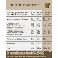 ingredientes Cortado Descafeinado 30 cápsulas Originales Magnum