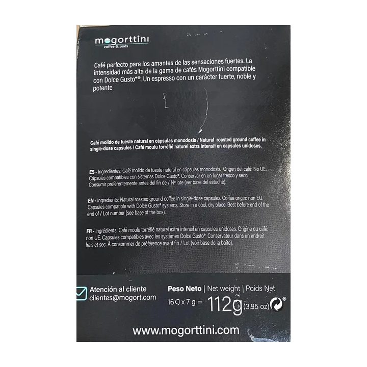 Extra Intenso 16 cápsulas Mogorttini compatible Dolce Gusto