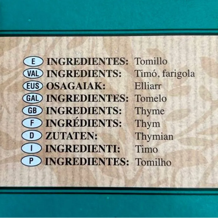 VALOR NUTRICIONAL TIMONET INFUSIONES