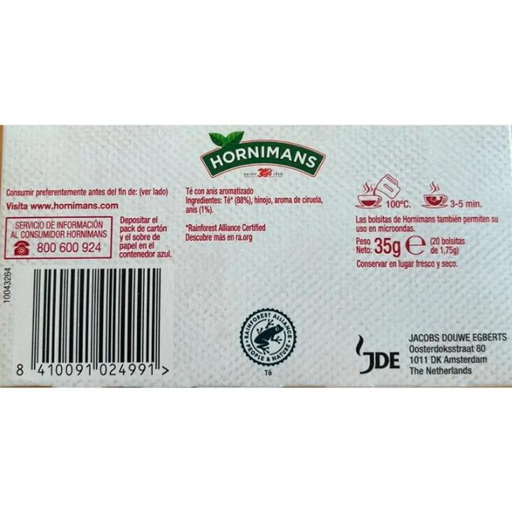 VALOR NUTRICIONAL TE ROJO CON ANIS INFUSIONES