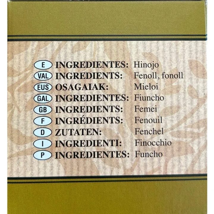 VALOR NUTRICIONAL INFUSIONES HINOJO HERBES L'ALCOIA