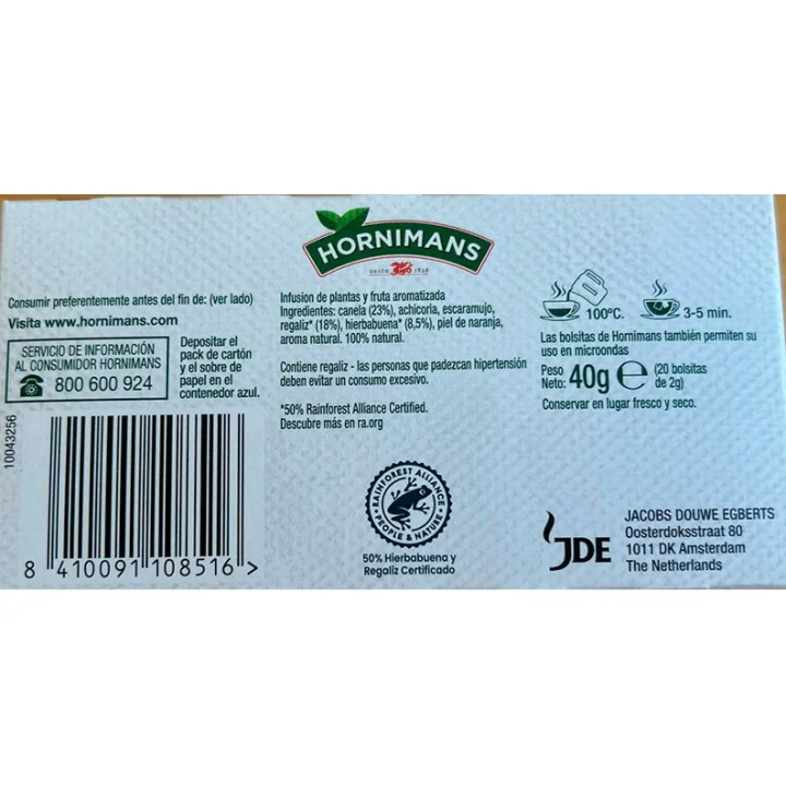 VALOR NUTRICIONAL MENTA MOROCCO INFUSIONES POMPADOUR