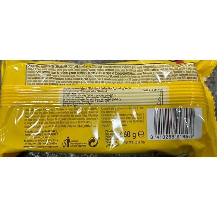 valor nutricional galletas de chocolate elgorriaga