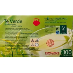 valor nutricional te verde pompadour 100 bolsitas