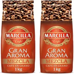 2 kilos Marcilla Gran Aroma Mezcla 80 Natural y 20 torrefacto café en grano