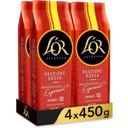 4 paquetes Passione Rossa Maranello Espresso de 450 g. Café en grano L'or