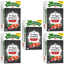 5 cajas de Té Negro Kombucha frutos rojos, Hornimans. 8410091074330