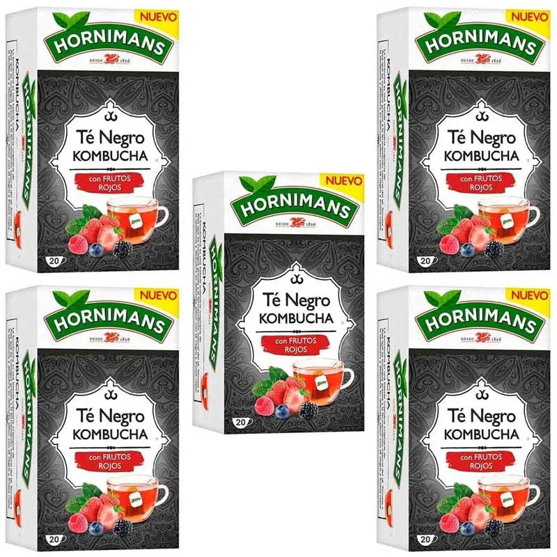 5 cajas de Té Negro Kombucha frutos rojos, Hornimans. 8410091074330 5 cajas de Té Negro Kombucha frutos rojos, Hornimans. 8410091074330