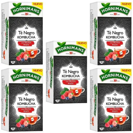5 cajas de Té Negro Kombucha frutos rojos, Hornimans. 8410091074330