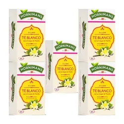 5 cajas de Hornimans Té Blanco con un Toque de Vainilla, 20 bolsitas. 8410091024977