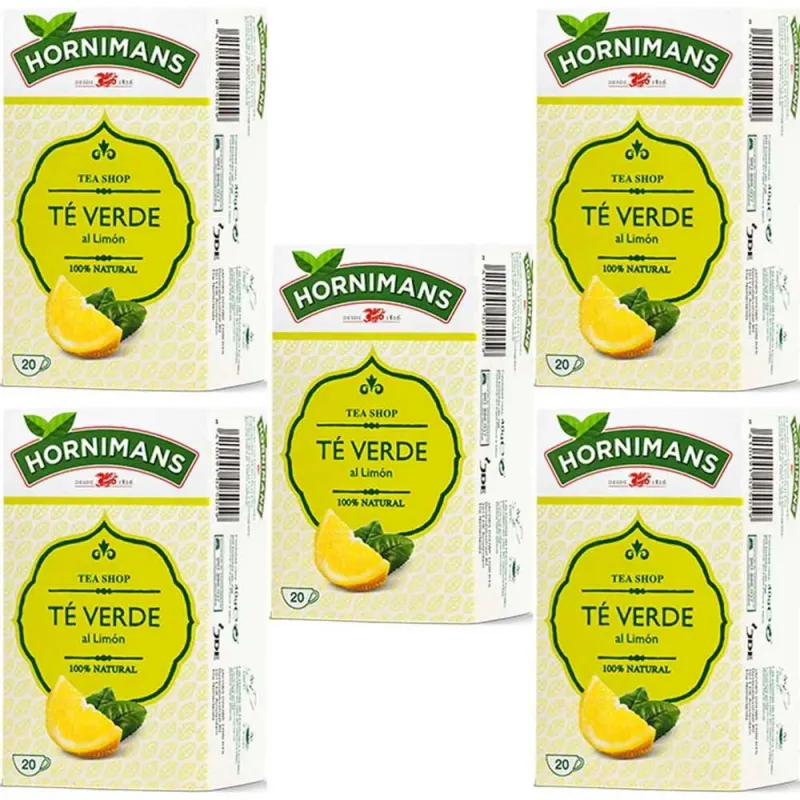 5 cajas de Hornimans Té Verde al Limón, 20 bolsitas. 8410091025059 5 cajas de Hornimans Té Verde al Limón, 20 bolsitas. 8410091025059