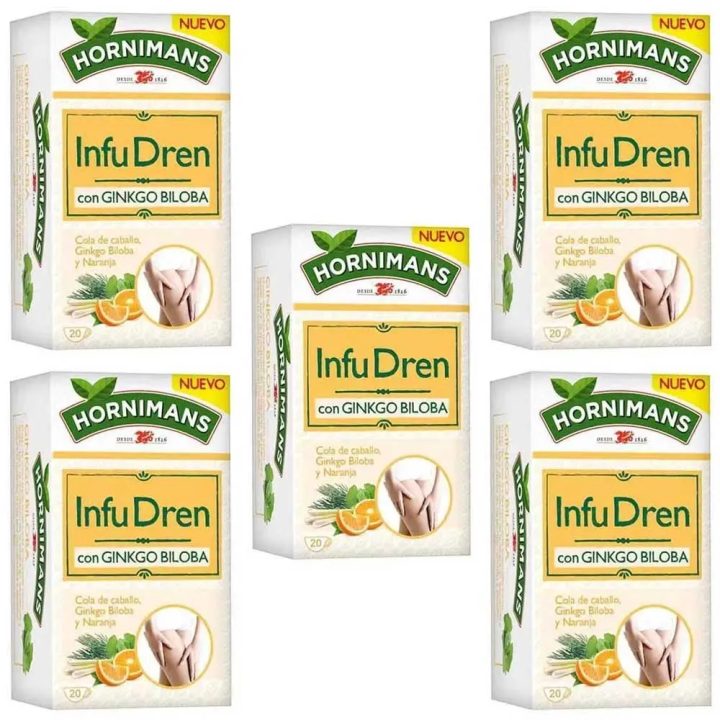 5 cajas de Dren con Ginkgo Biloba Hornimans 20 infusiones 8410091104488