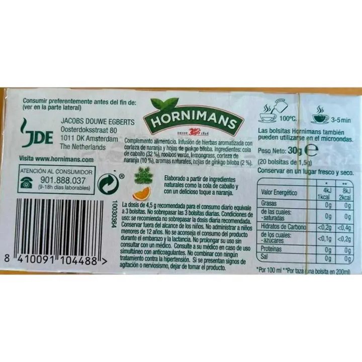 INFU DREN VALOR NUTRICIONAL INFUSIONES HORNIMANS