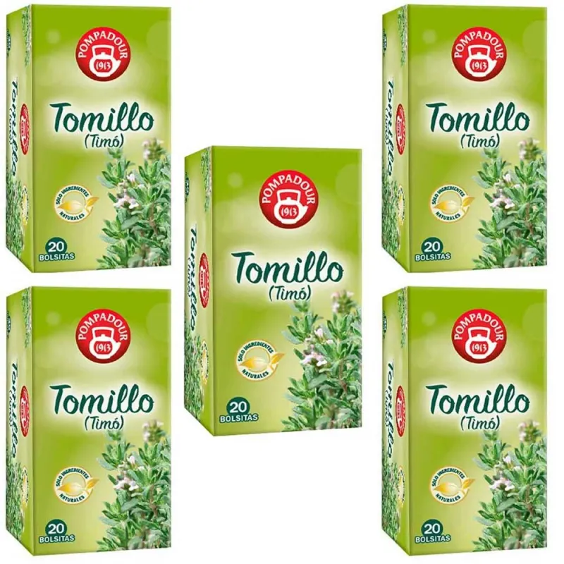 5 cajas de Tomillo (timonet) 20 infusiones Pompadour 8412900401153 5 cajas de Tomillo (timonet) 20 infusiones Pompadour 8412900401153