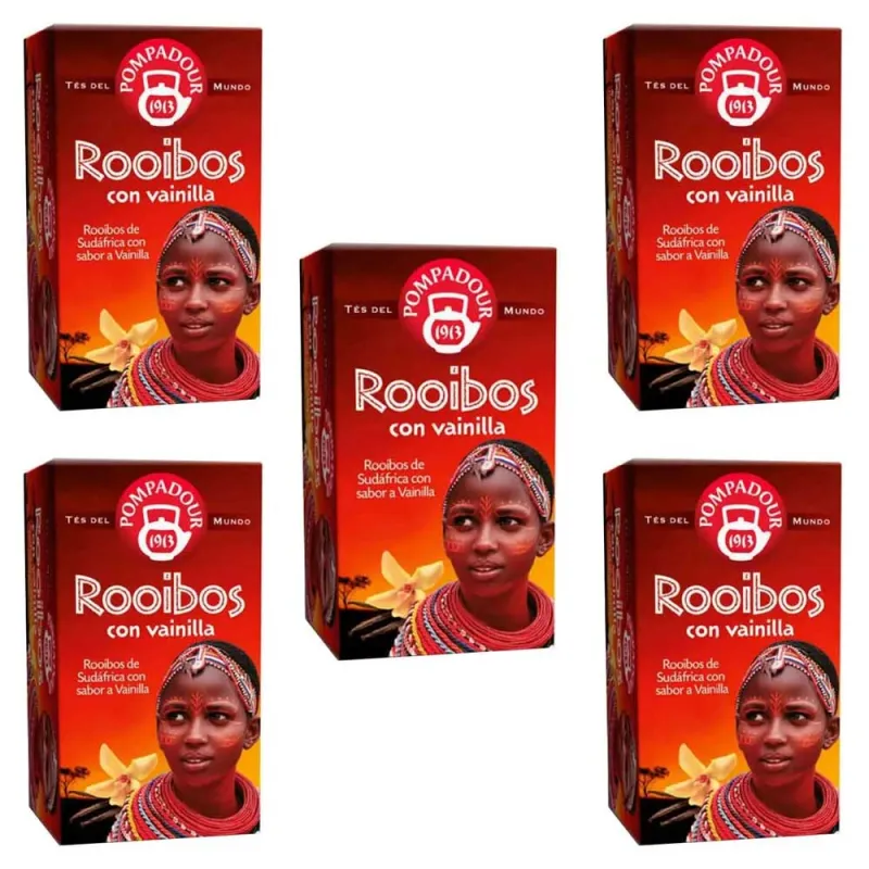 5 cajas de Rooibos con Vainilla Pompadour. 20 infusiones 8412900401009 5 cajas de Rooibos con Vainilla Pompadour. 20 infusiones 8412900401009