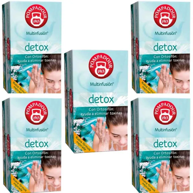 5 cajas de Detox Multinfusión con Ortosifón, 20 infusiones Pompadour 8412900401177 5 cajas de Detox Multinfusión con Ortosifón, 20 infusiones Pompadour 8412900401177