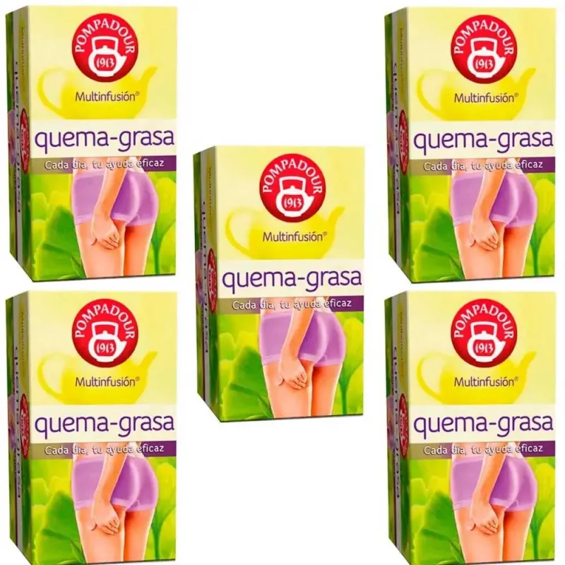 5 cajas de Quema grasa Pompadour Multifusión 25 infusiones 8412900401290