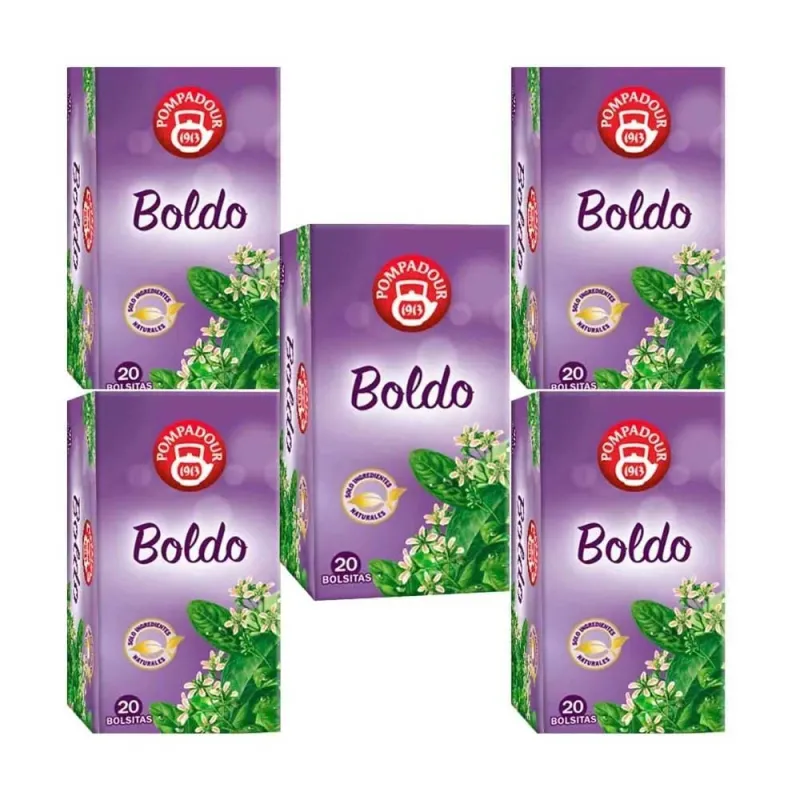5 cajas de Boldo Pompadour 20 infusiones 8412900401115 5 cajas de Boldo Pompadour 20 infusiones 8412900401115