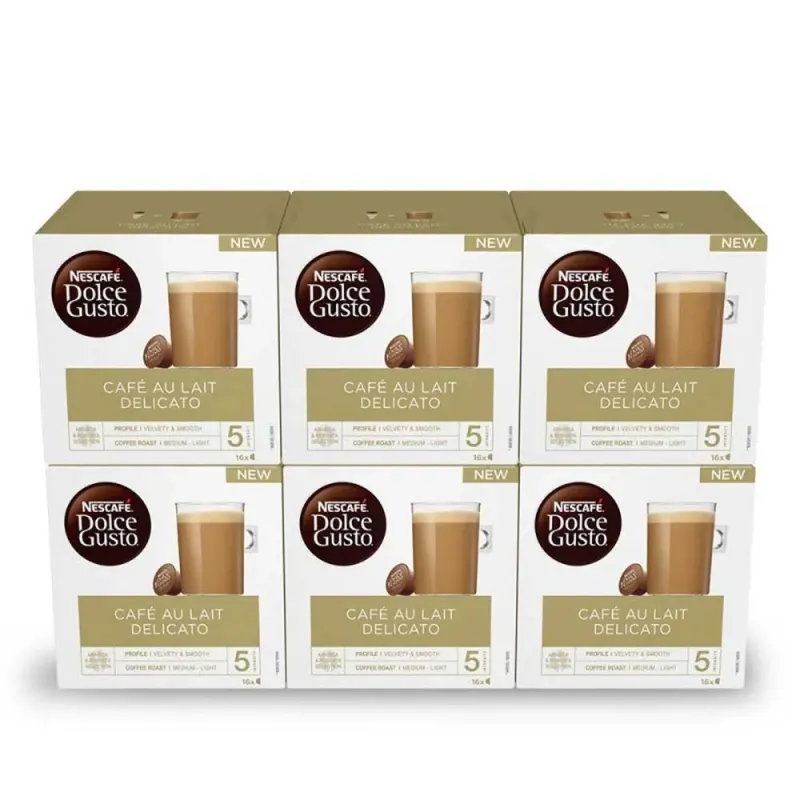 Cafe au lait delicato: 6 Cajas de 16 Cápsulas de Café Originales Cafe au lait delicato: 6 Cajas de 16 Cápsulas de Café Originales
