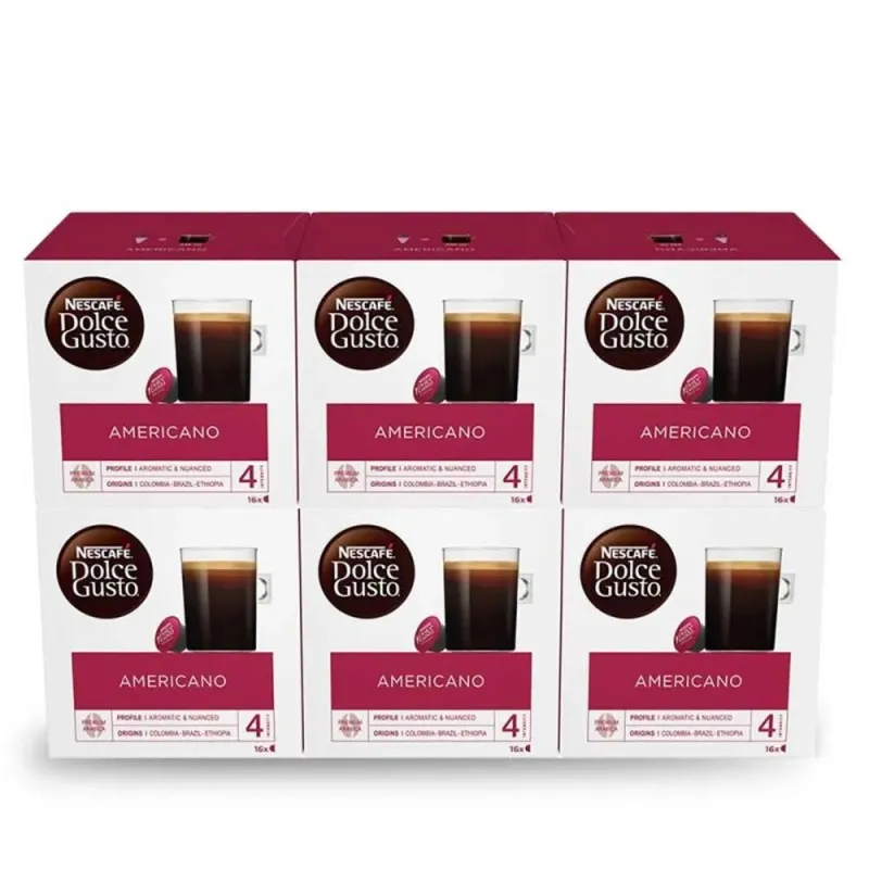 Café Americano 6 cajas de 16 cápsulas Dolce Gusto Café Americano 6 cajas de 16 cápsulas Dolce Gusto