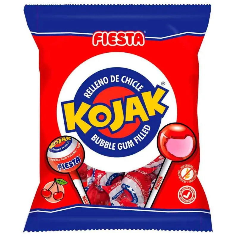 KOJAK CEREZA Caramelo con palo relleno de chicle , bolsa 7 caramelos KOJAK CEREZA Caramelo con palo relleno de chicle , bolsa 7 caramelos