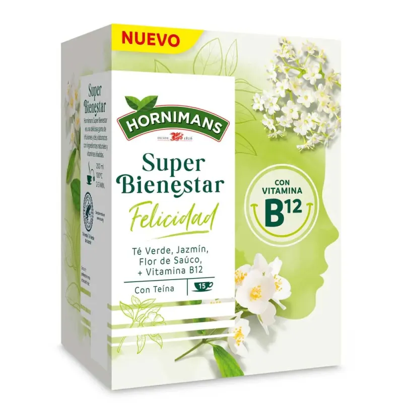Hornimans Super Bienestar Felicidad con vitamina B12 15 bolsitas. Hornimans Super Bienestar Felicidad con vitamina B12 15 bolsitas.