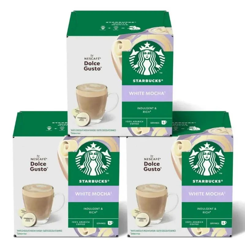 3 cajas de Mocha Starbucks 6 + 6 cápsulas compatibles Dolce Gusto 3 cajas de Mocha Starbucks 6 + 6 cápsulas compatibles Dolce Gusto