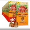 10 cajas Marcilla Puro Arábica Colombia 10 cápsulas de aluminio compatibles Nespresso