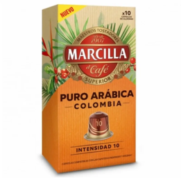 Marcilla Puro Arábica Colombia, 10 cápsulas de aluminio compatibles Nespresso