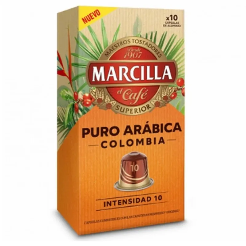 Marcilla Puro Arábica Colombia, 10 cápsulas de aluminio compatibles Nespresso Marcilla Puro Arábica Colombia, 10 cápsulas de aluminio compatibles Nespresso